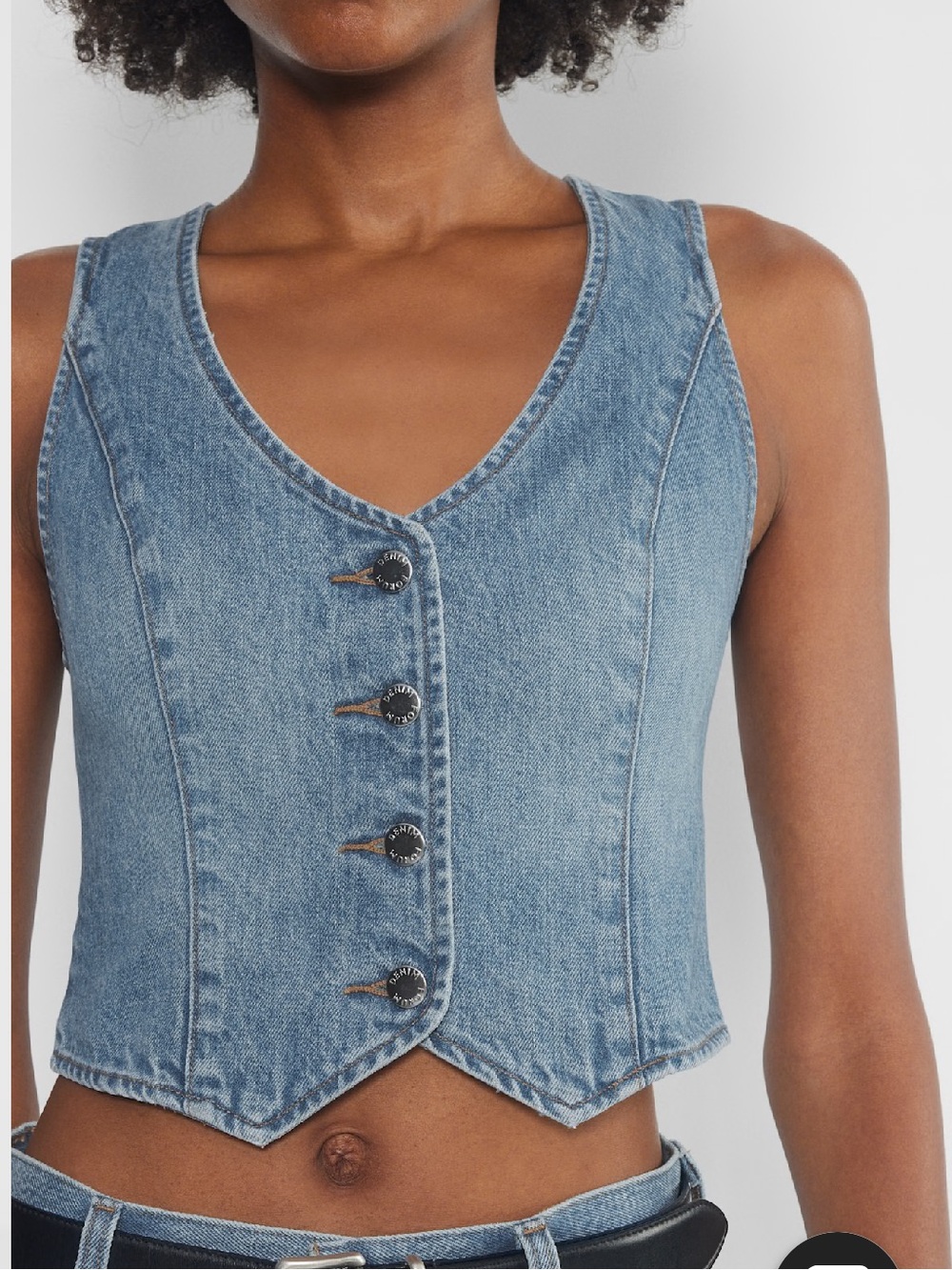Denim button-up vest